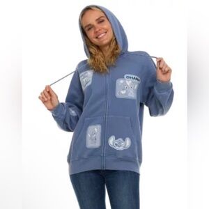 Blue Hoodie with Cartoon Patches